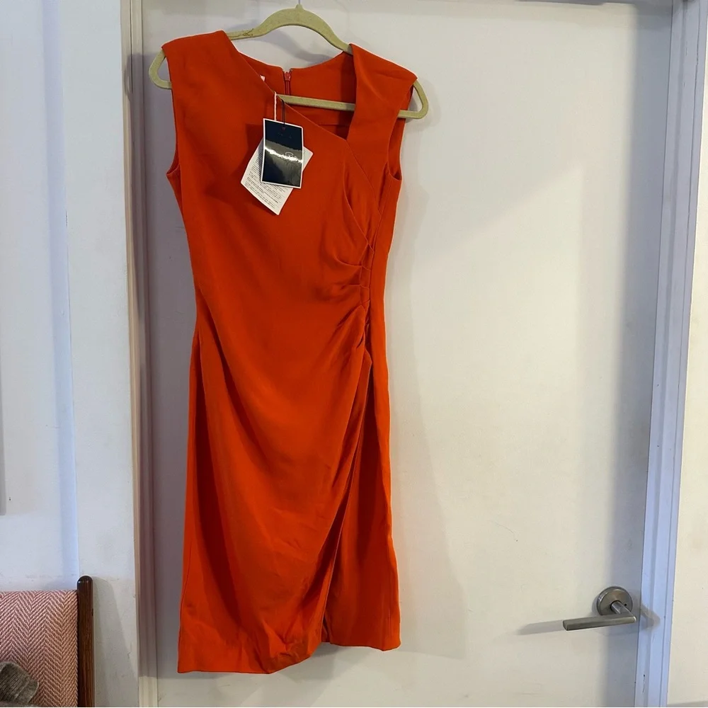 Oscar de la Renta Vibrant Orange Midi Dress